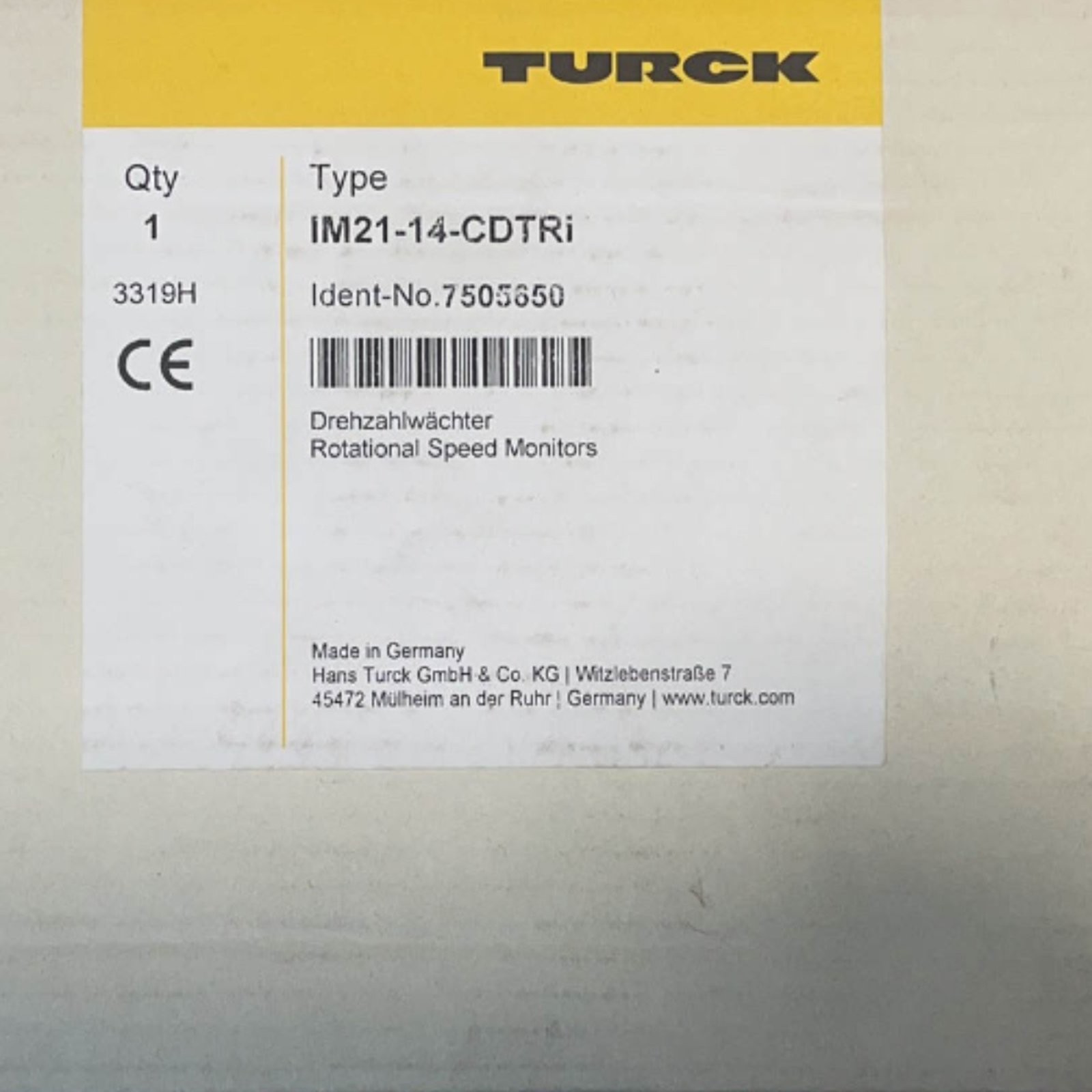 1pcs new TURCK IM21-14-CDTRI Isolator 7505650 Speed Monitor Quality assurance