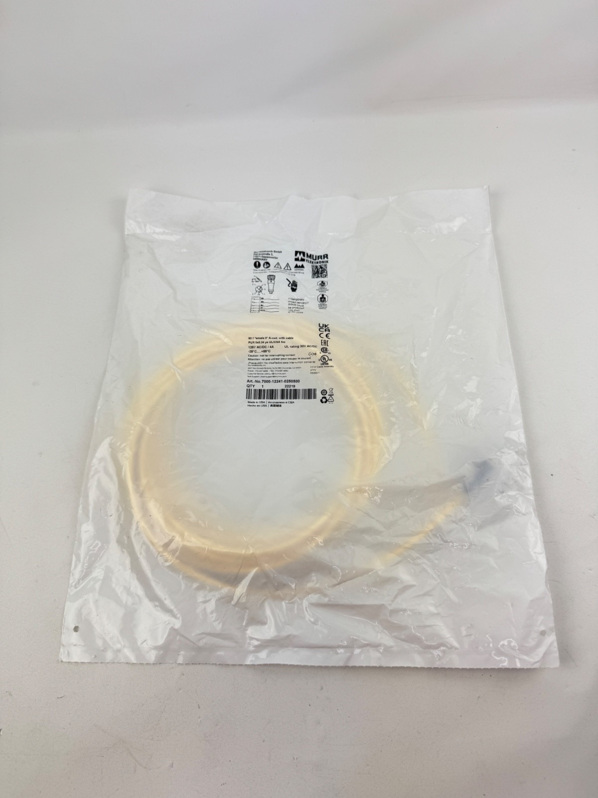 MURR ELEKTRONIK 7000-12241-2150500 CONNECTORS, M12 FEMALE W/CABLE