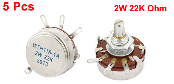 5Pcs WTH118-1A 2W 22K Ohm Rotary Taper Carbon Potentiometer✦Kd