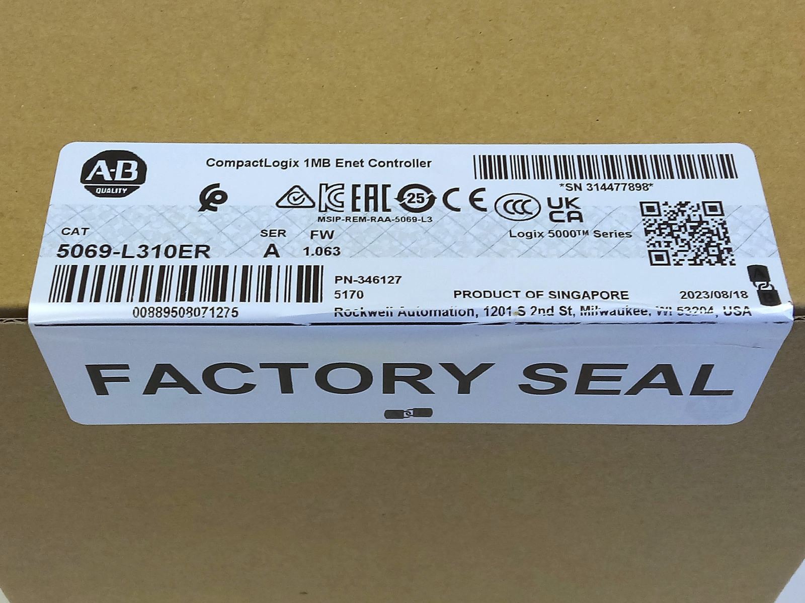 Allen-Bradley 5069-L310ER CompactLogix 1MB Enet Controller 5069L310ER