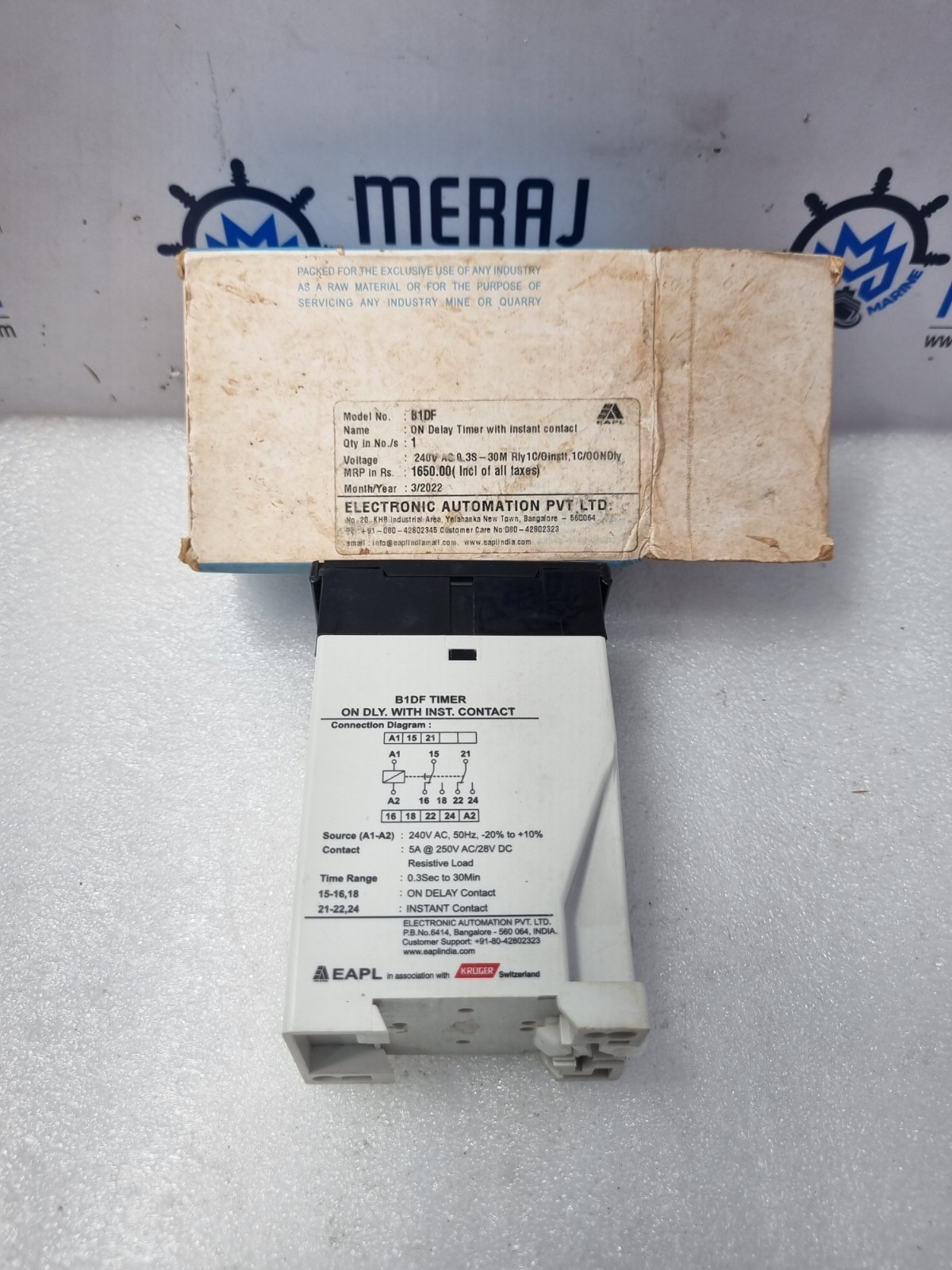 EAPL B1D-F ON Delay Timer with Instant Contact 240V AC 0.3S-30M
