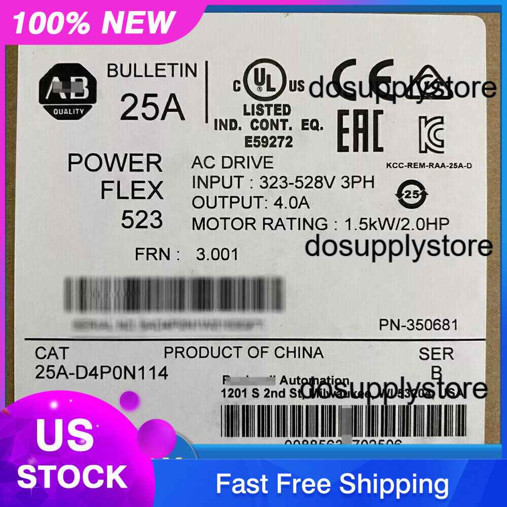 New Sealed AB 25A-D4P0N114 SER B PowerFlex 523 AC Drive 1.5kW 2HP US Free Tax