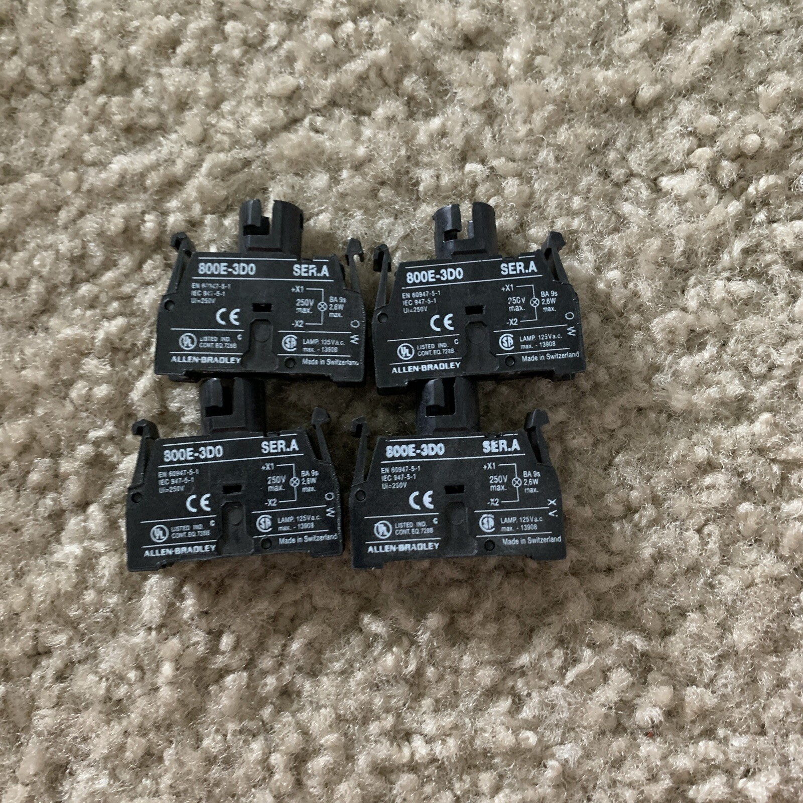 Lot Of 4 Allen Bradley 800E-3D0 Pilot Light Module 800E-3DO See Pics