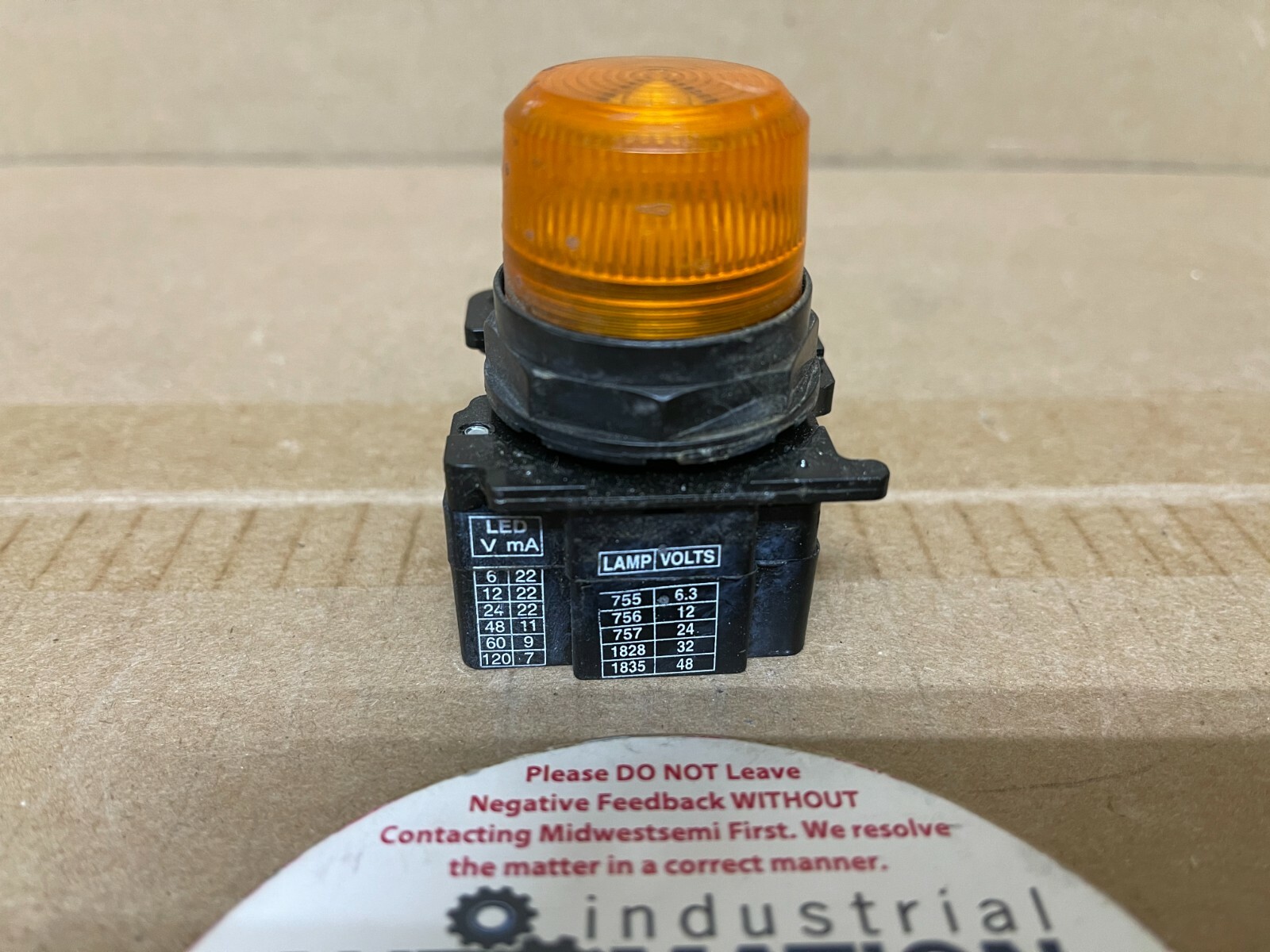 CUTLER HAMMER 10250T/91000T AMBER INDICATOR ILLUMINATED PILOT LIGHT SHIPSSAMEDAY