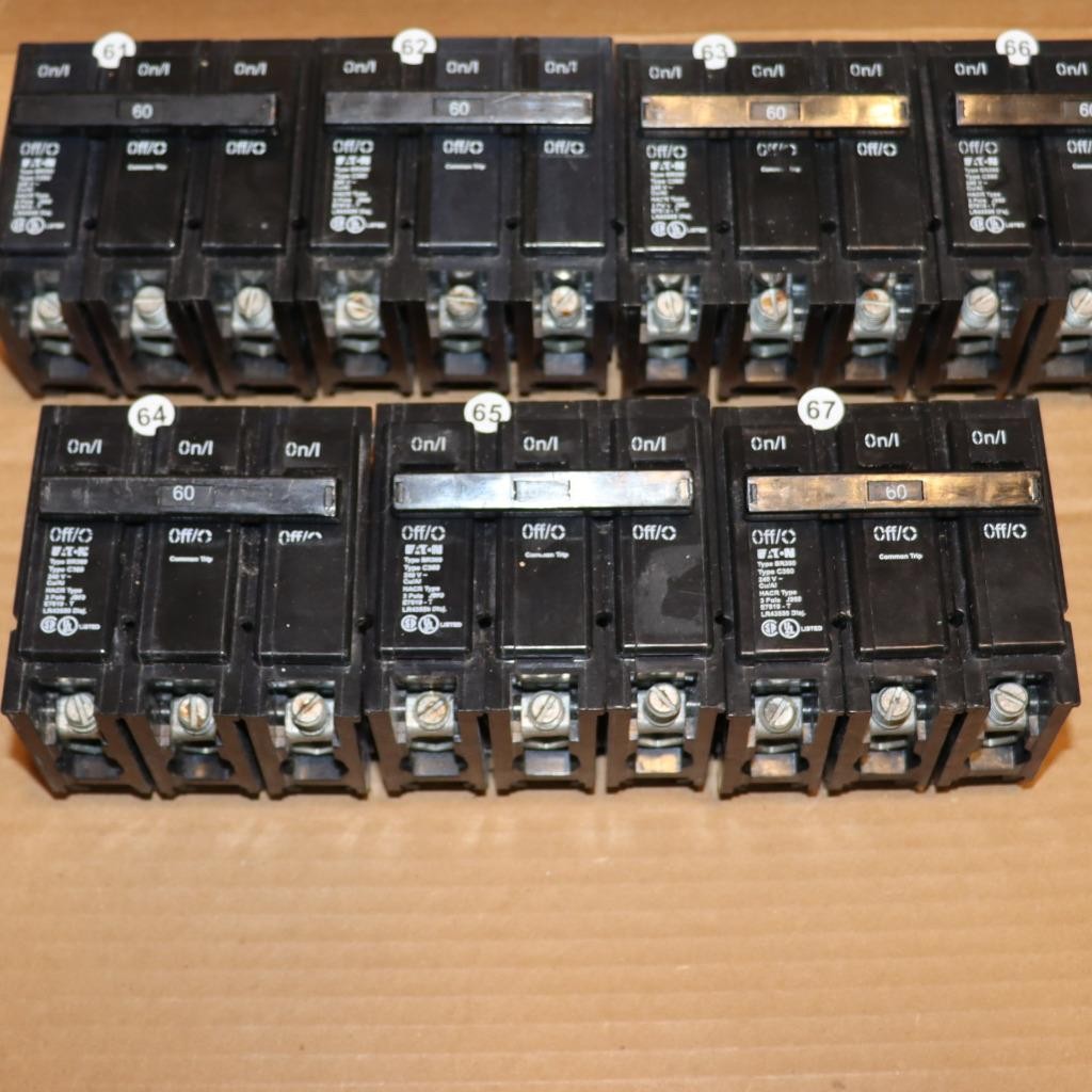 One New Eaton BR360 3 Pole 60 Amp Plug In Breaker More Available WT#61-67