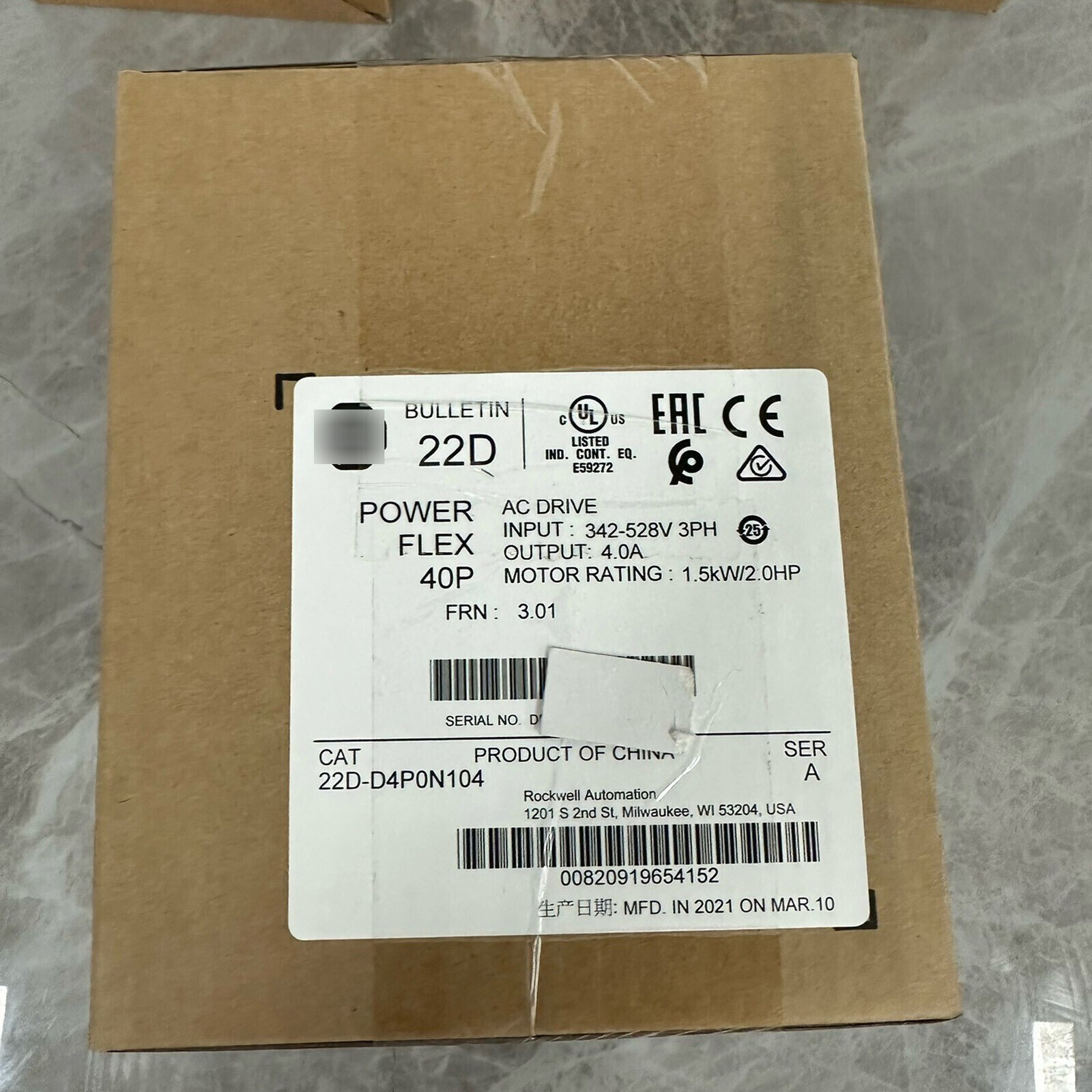 New Allen-Bradley 22D-D4P0N104 New in Box New Factory Sealed Free Shipping PLC