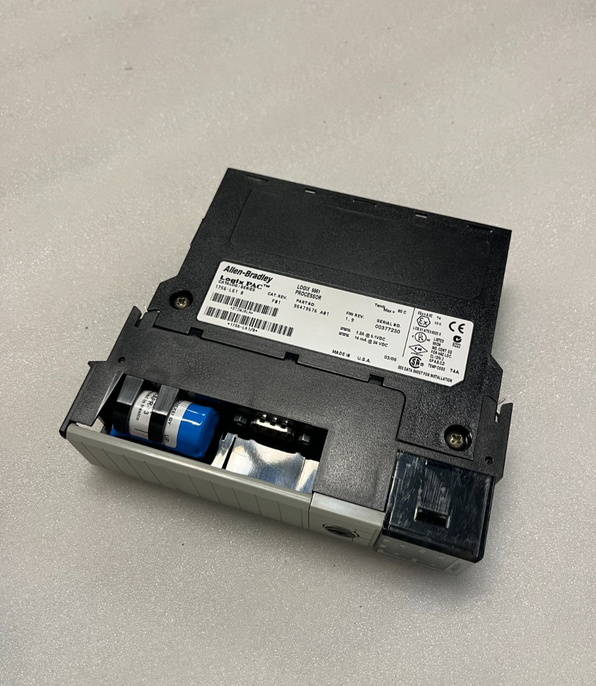 Allen Bradley 1756-L61 /B ControlLogix 5561 Processor 96479676 F/W Rev 1.9