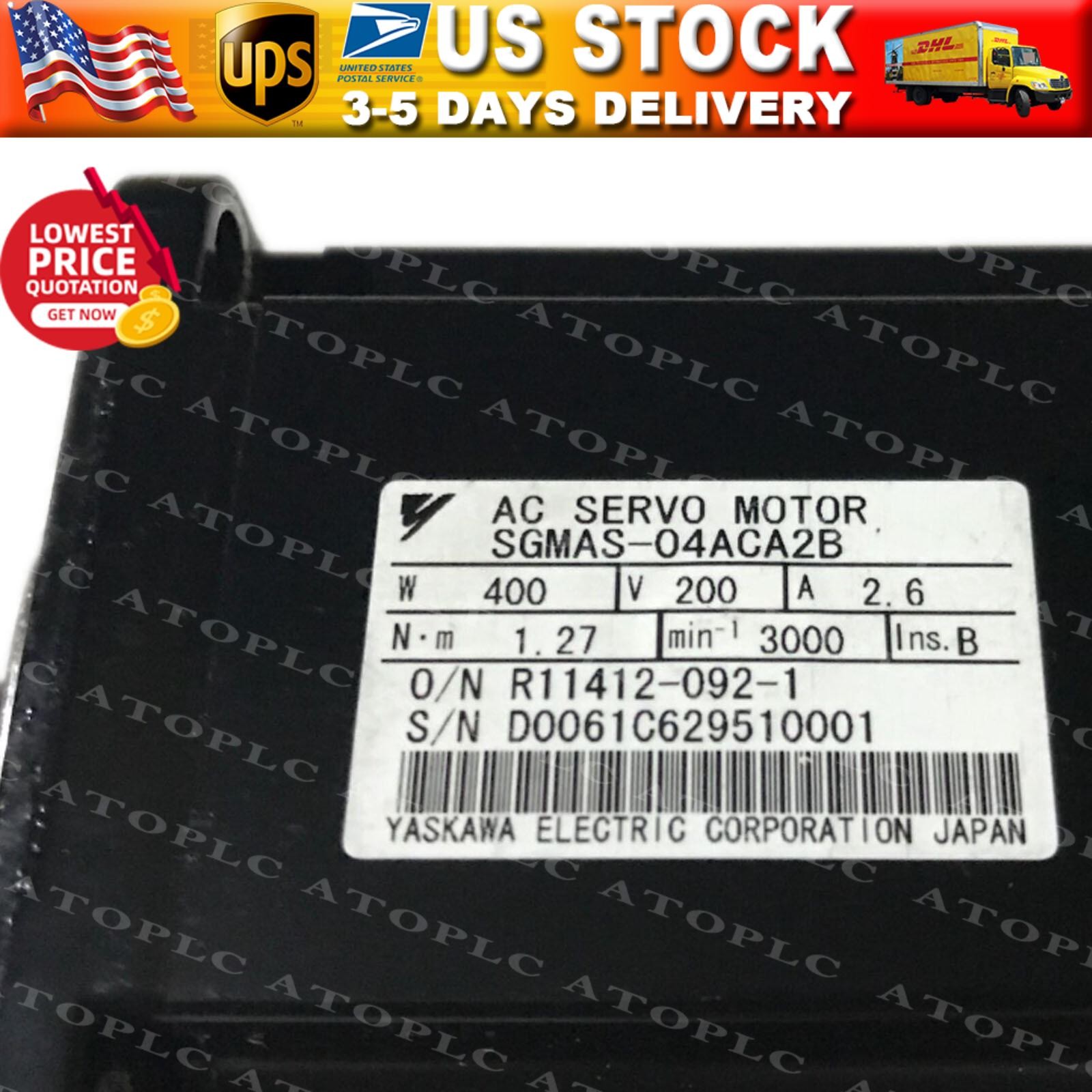 YASKAWA AC Servo Motor SGMAS-04ACA2B NEW IN BOX In Stock