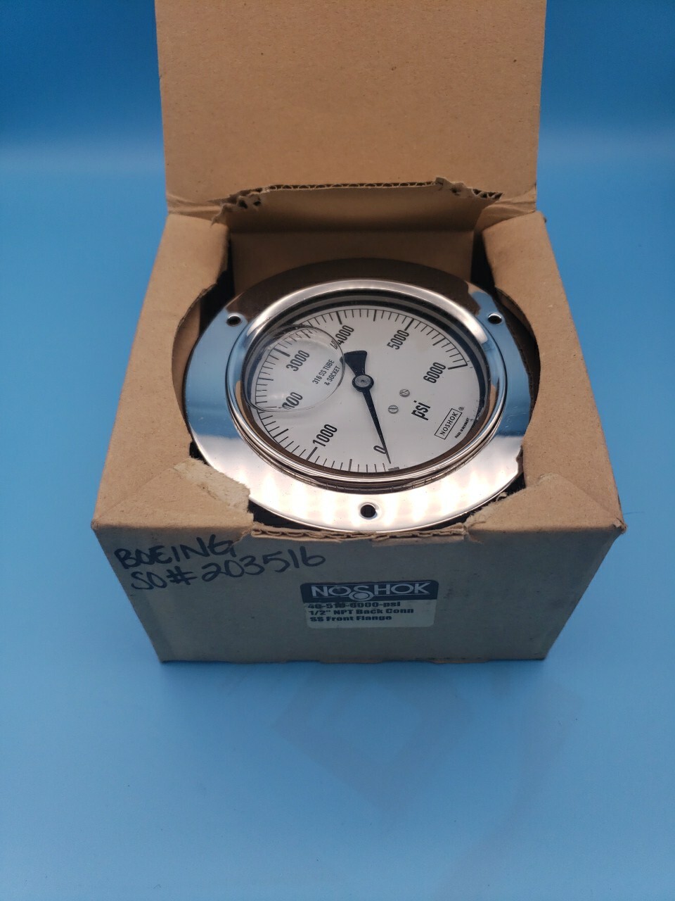 NOSHOK 40-510-6000-PSI-1/2NPT, Back Connection, New in Open Box