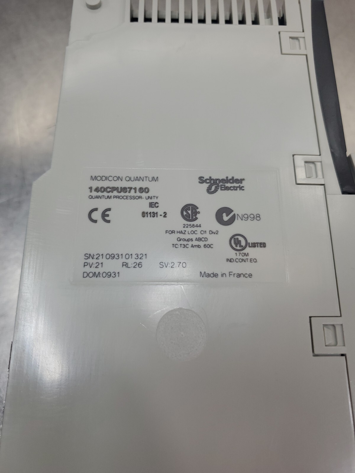 SCHNEIDER ELECTRIC 140CPU67160 QUANTUM HOT STANDBY CONTROLLER MODULE. 3A-25