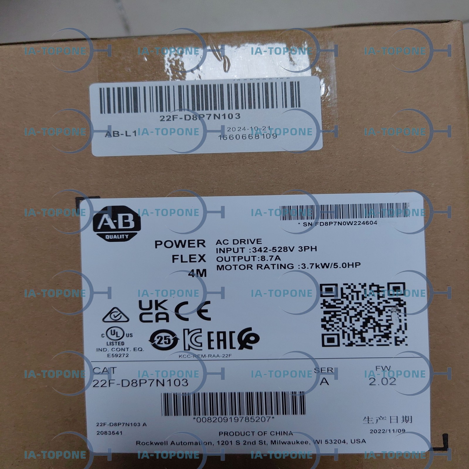 1PC NEW Allen-Bradley 22F-D8P7N103 With 1 Year warranty High Quality