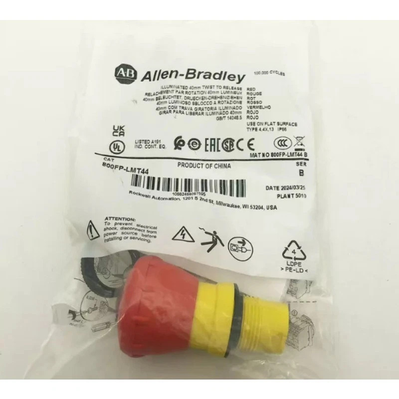 5pcs 800FP-LMT44 Allen Bradley 22mm Twist To Release E-Stop 800F PB