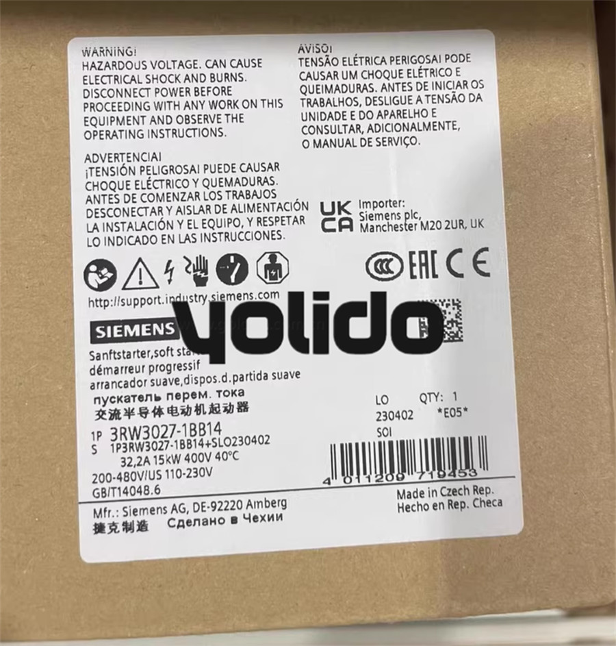 SIEMENS New 3RW3027-1BB14 soft starter 3RW3027-1BB14Brand new with free shipping