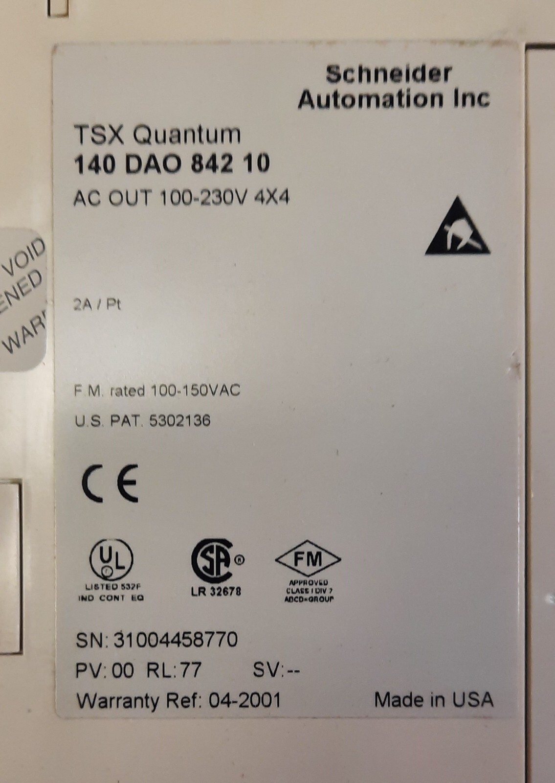 Schneider Automation TSX Quantum 140 DAO 842 10