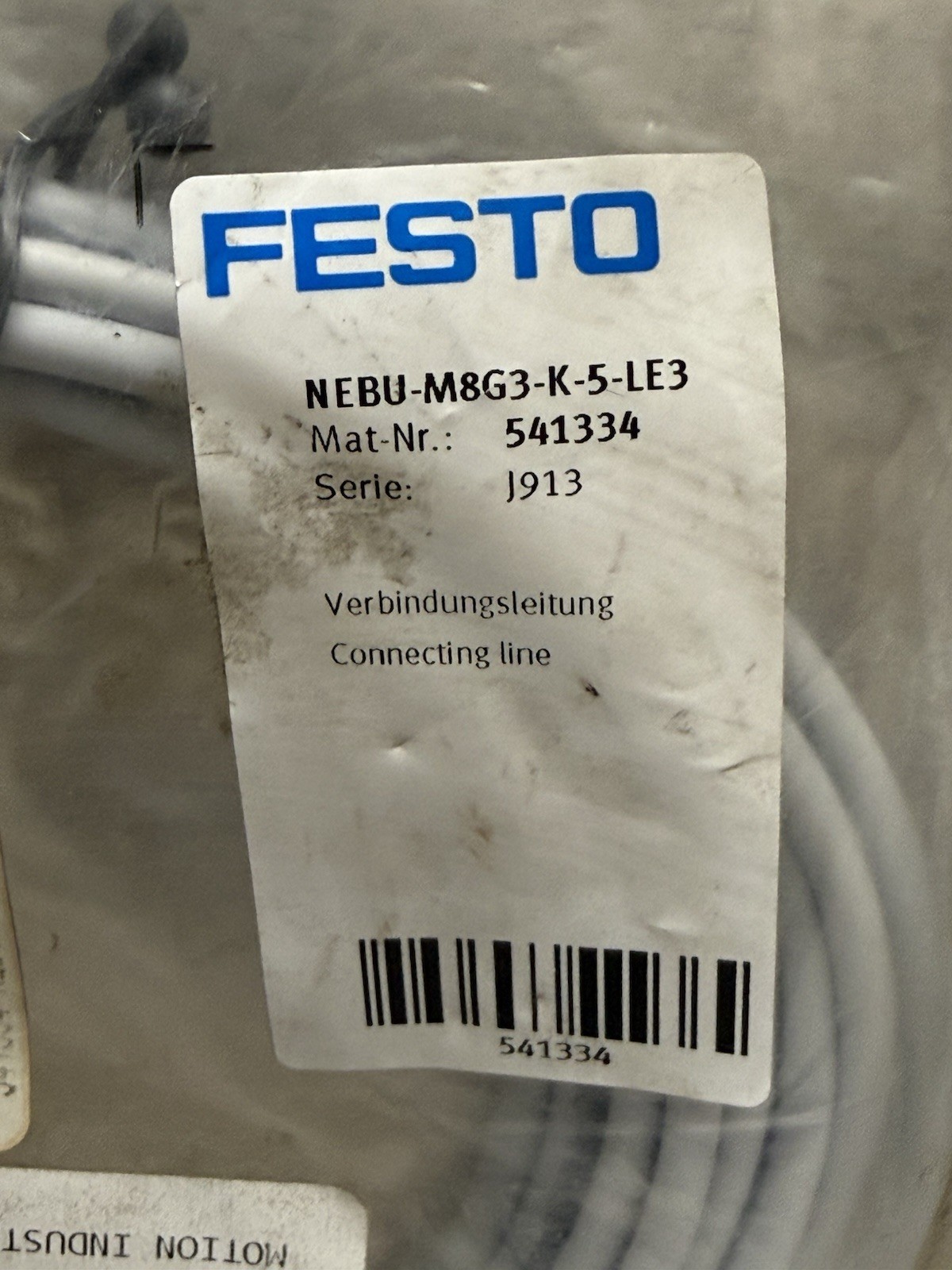 Lot of 3 FESTO NEBU-M8G3-K-5-LE3 — 541334 Connecting Cable New