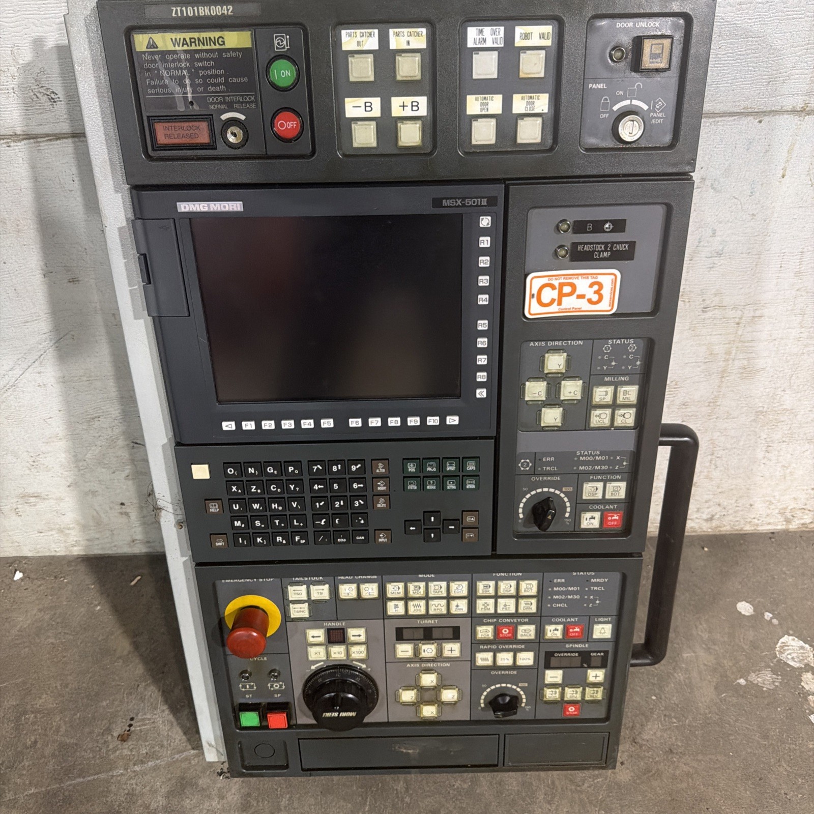 Used Mori Seiki MSX-501 complete pendant with KS-6MSL01A and fanuc A20B-2002-052