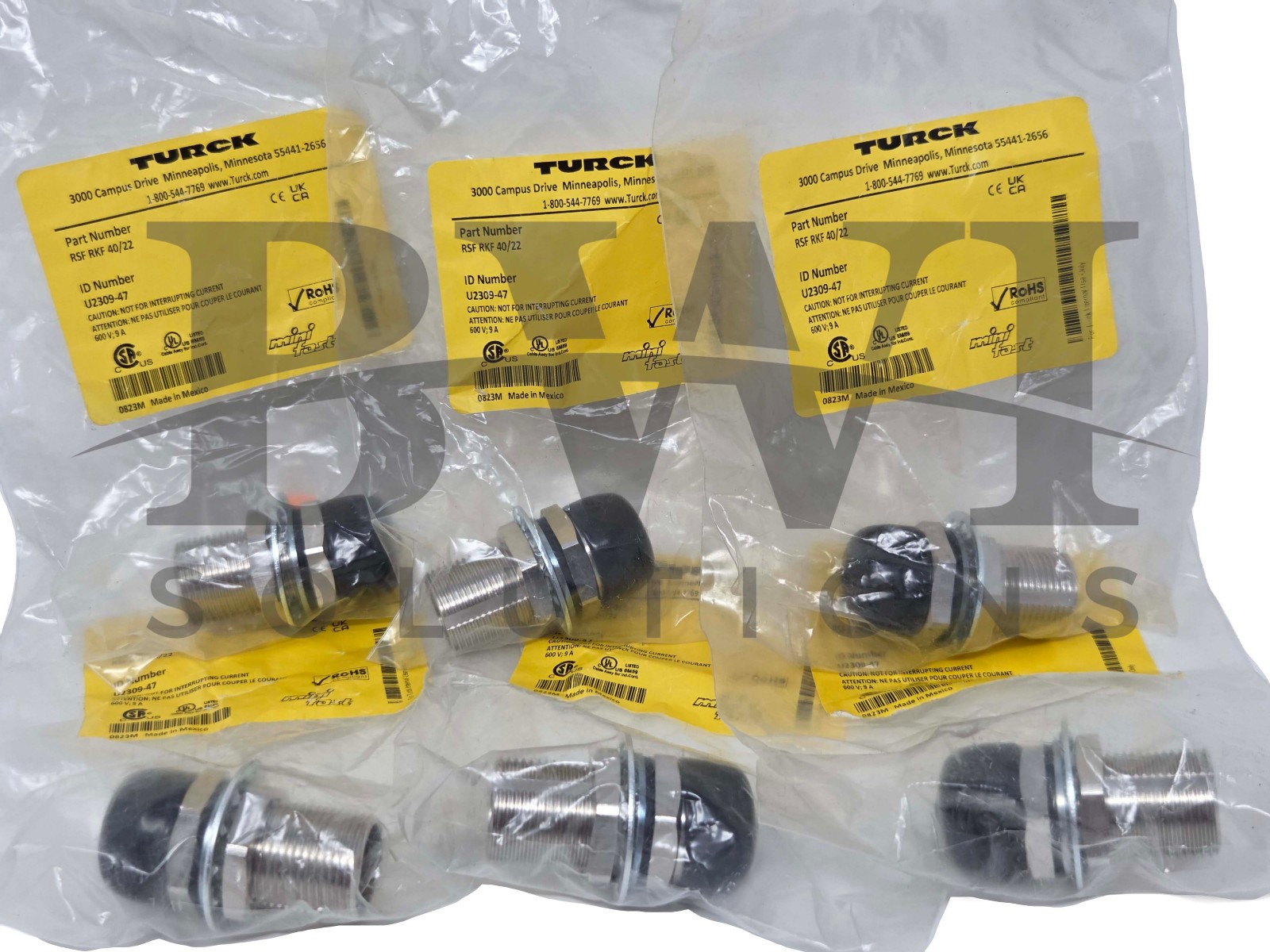 SEALED Turck RSF RKF 40/22 MiniFast 4-Pin Sensor Receptacle U2309-47 Lot of 6