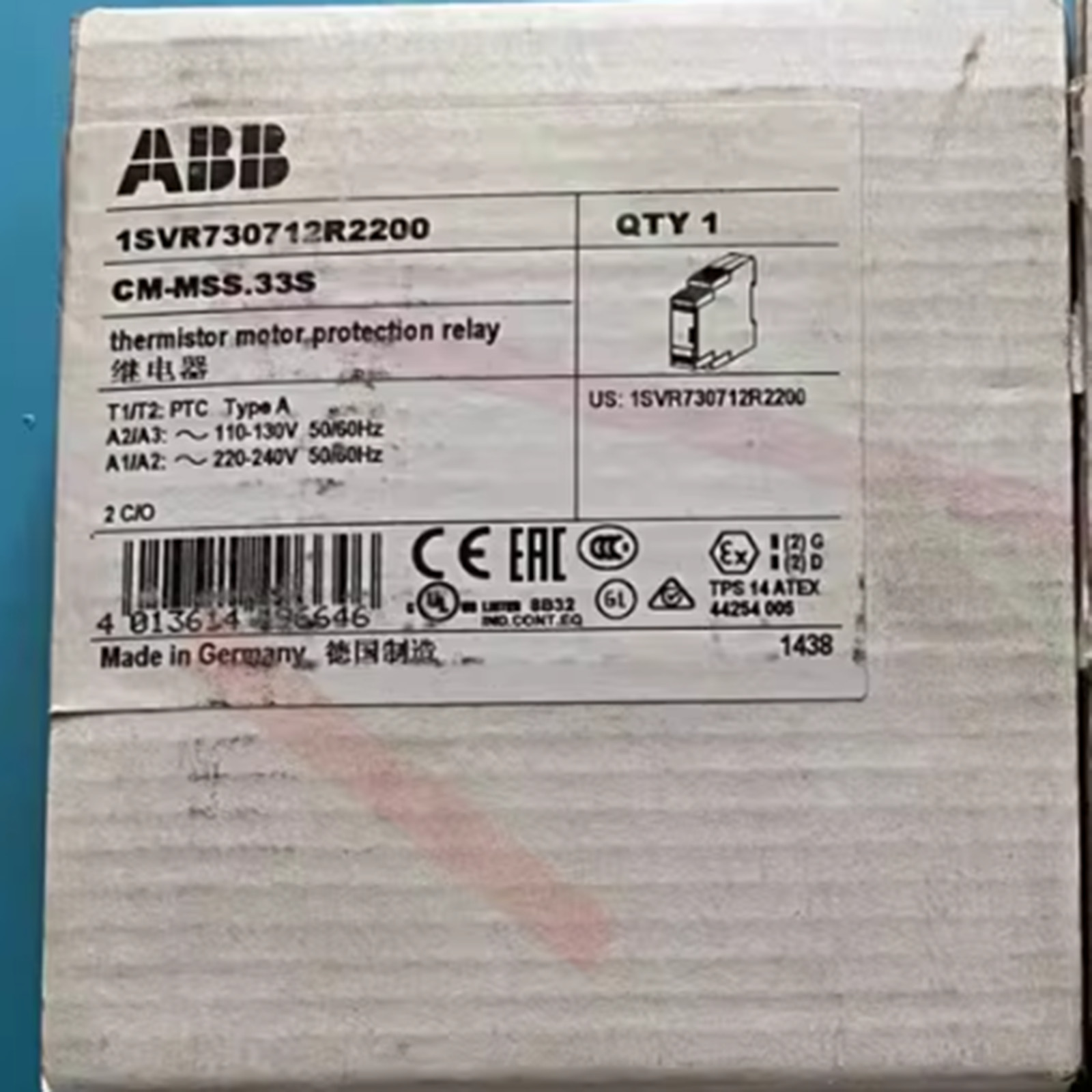 1PC NEW ABB 1SVR730712R2200 CM-MSS.33S THERMISTOR RELAY Free ship #YP1