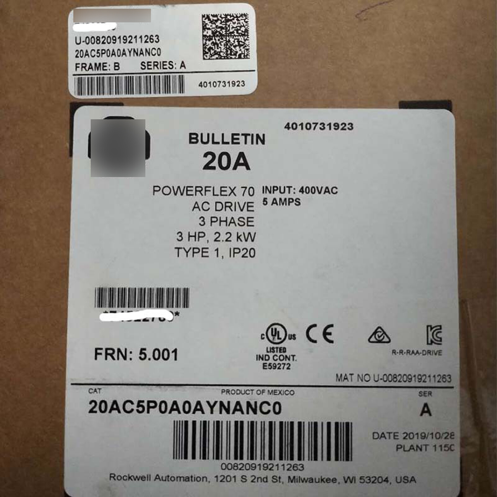 1PC New IN BOX PowerFlex70 inverter 20AC5P0A0AYNANC0 ship DHL#RX