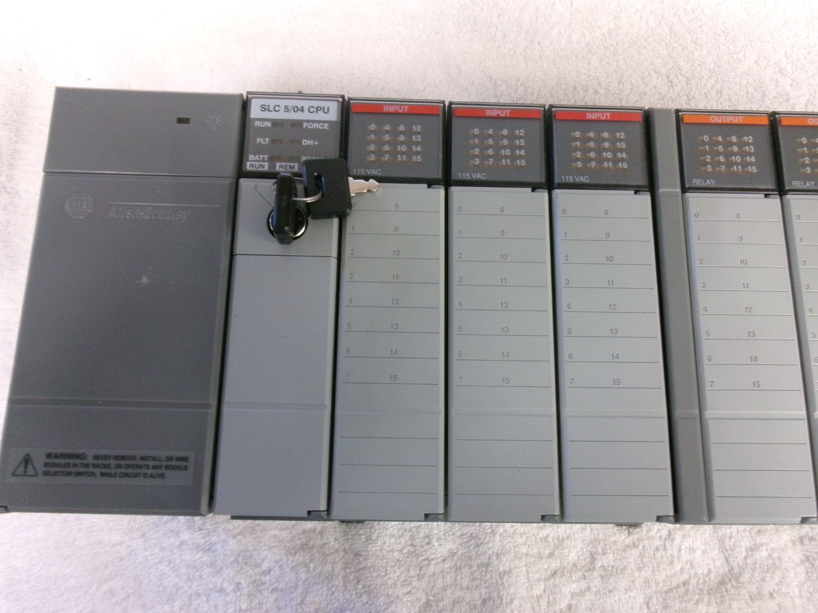 Allen Bradley SLC500 PLC System 1747-L541 with IA16, OW16 and P1