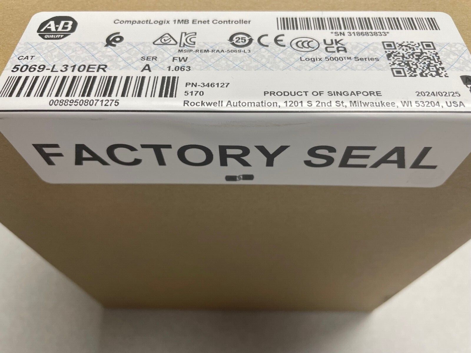 Allen-Bradley 5069-L310ER 1MB CompactLogix 5380 Controller