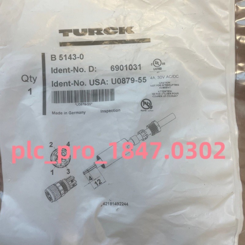 B5143-0 1PCS Brand New TURCK B 5143-0 Connector Fast delivery