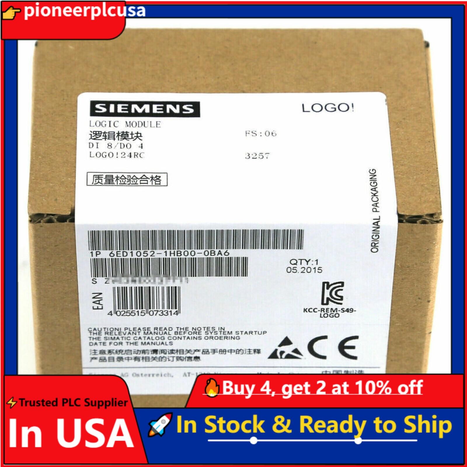 New Siemens 6ED1052-1HB00-0BA6 6ED1 052-1HB00-0BA6 LOGO 24RC logic module