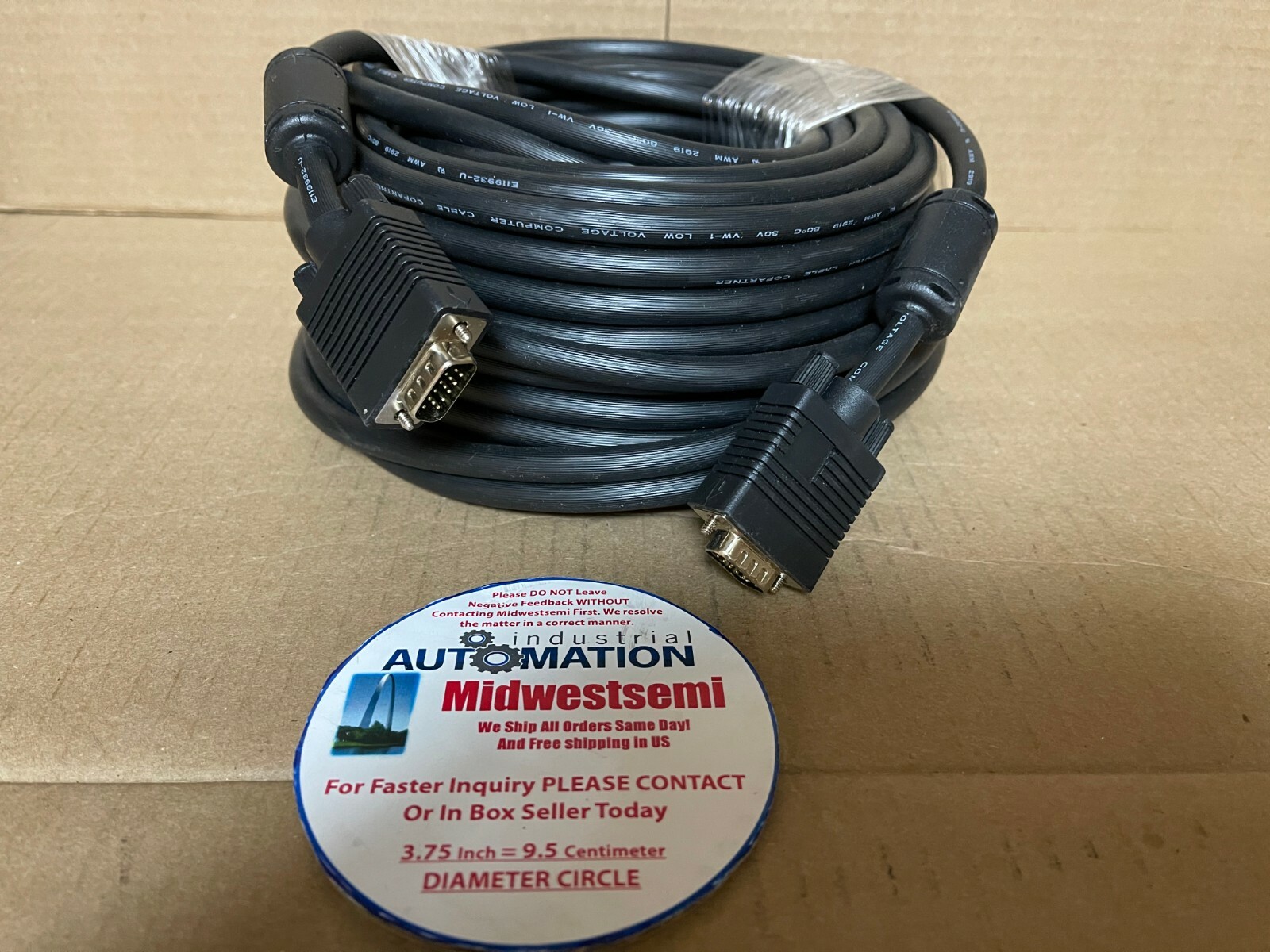 NEW 75FT COMPUTER CABLE COPARTNER E119932-U AWM 2919 14PIN M/M BLACK SHIPSAMEDAY