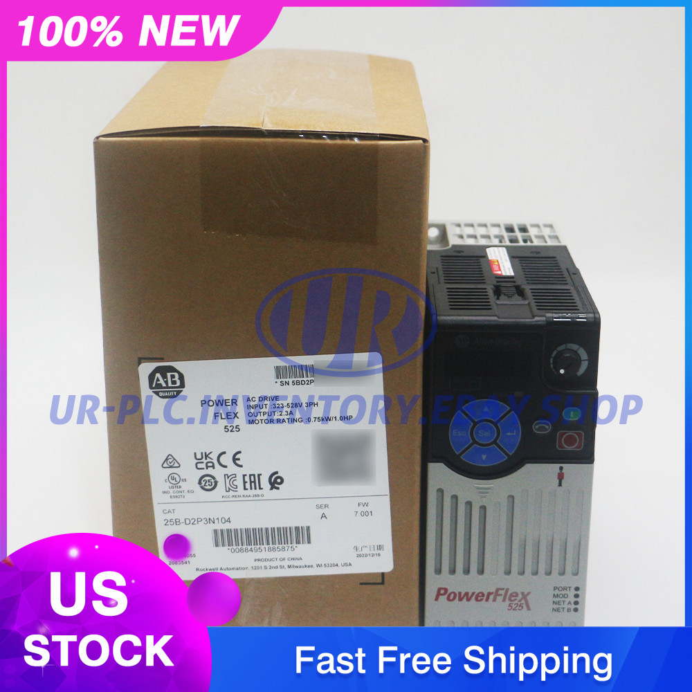 New Sealed Allen Bradley AB 25B-D2P3N104 PowerFlex 525 0.75kW 1Hp AC Drive