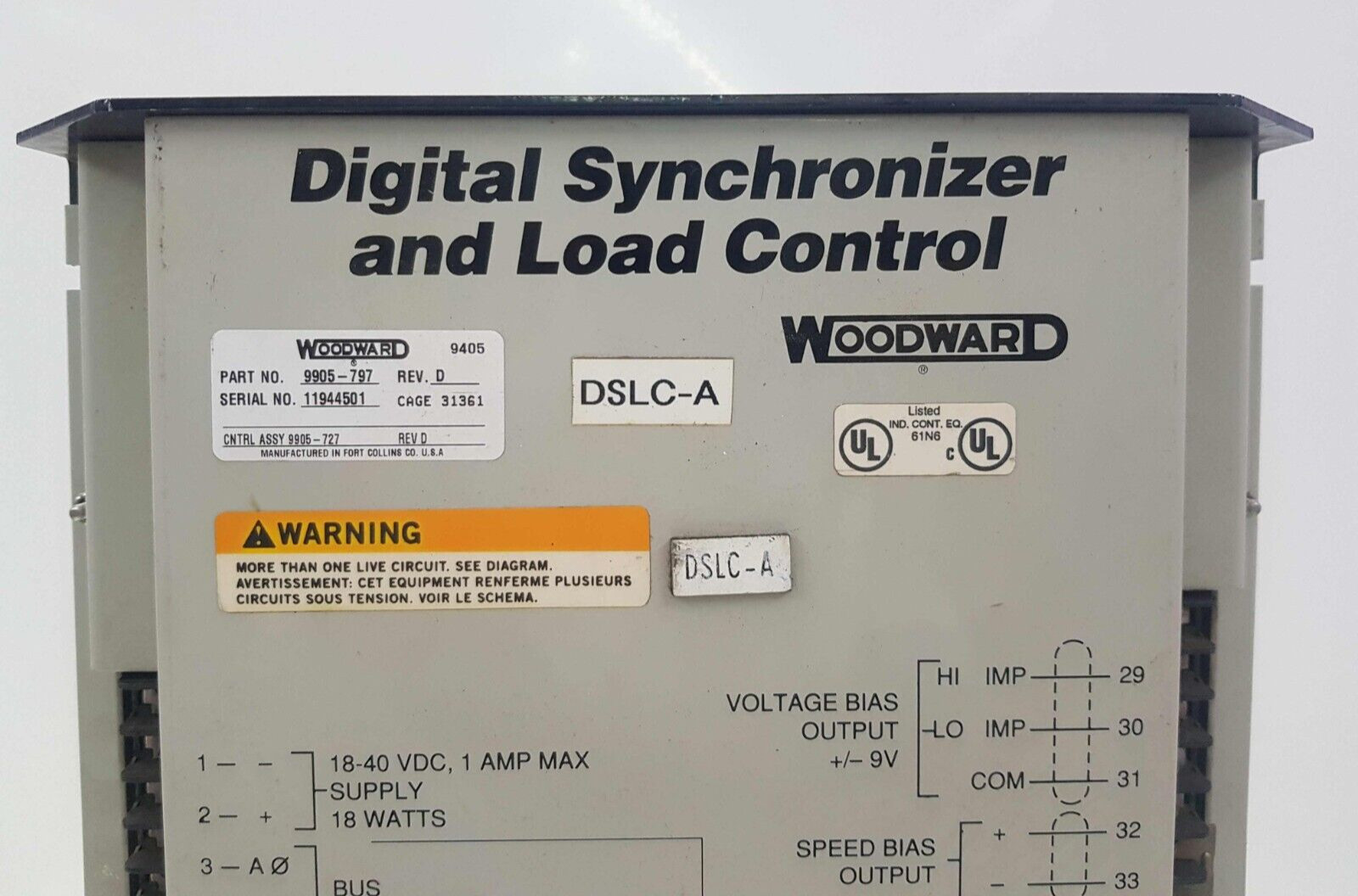 WOODWARD 9905-797 DIGITAL SYNCHRONIZER AND LOAD CONTROL REV.D