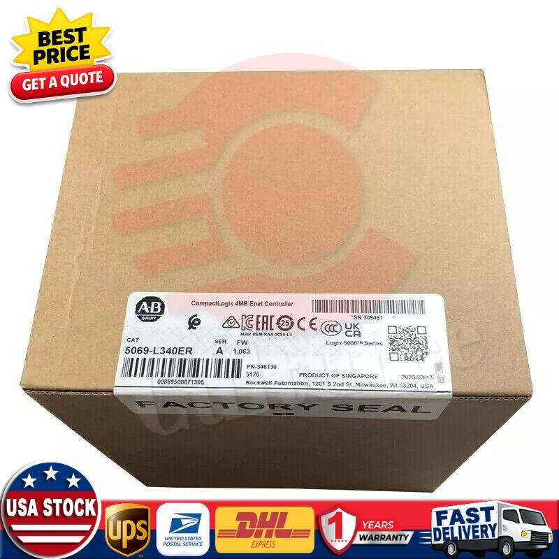 Factory Sealed AB 5069-L340ER FW 1.063 ENET Controller 5069L340ER US Free Tax