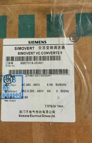 6SE7 018-0TA61 NEW SIEMENS 6SE7018-0TA61 MASTERDRIVES VECTOR CONTROL INVERTER