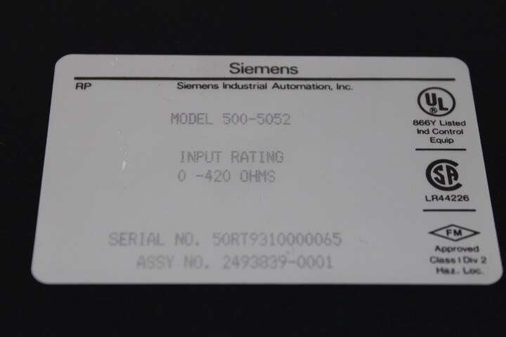 5411 Siemens/TI 500-5052 Resistance Temperature Detector