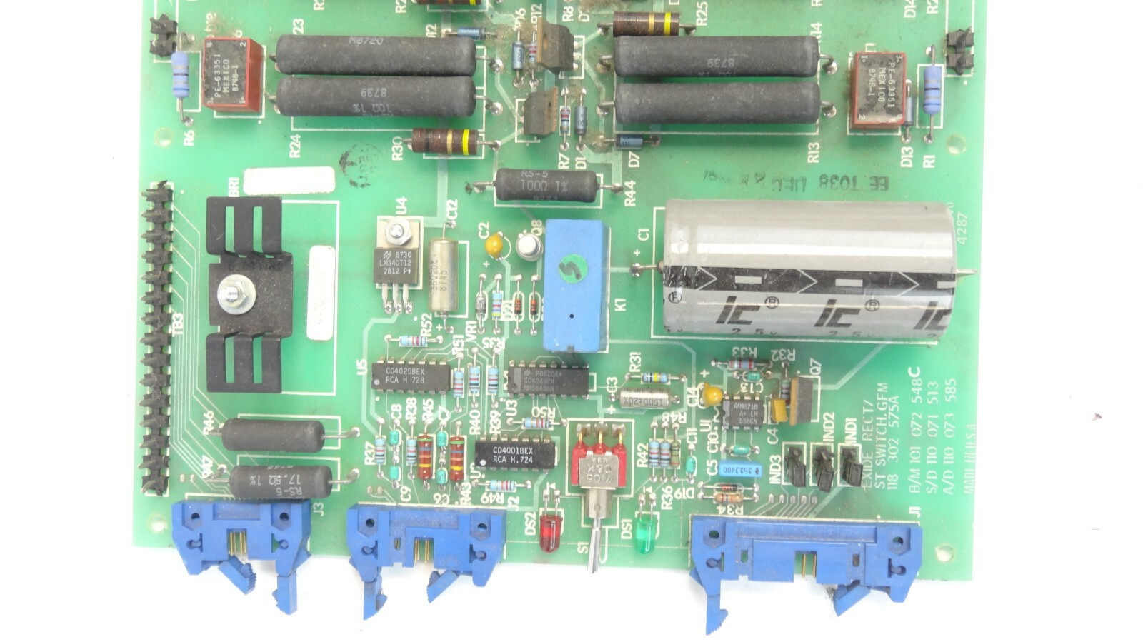 Exide 101072548 Rev C Rectifier / Static Switch Board PCB Assembly