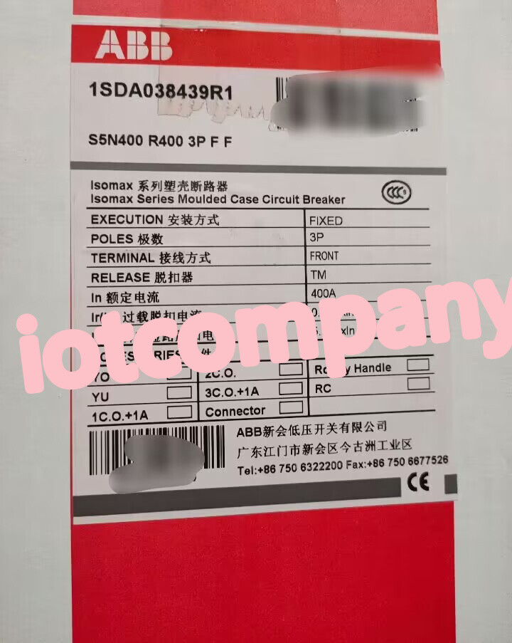 1pc 1SDA038439R1 S5N400 R400 3P F F Circuit Breaker S5N400 R400 3P F F