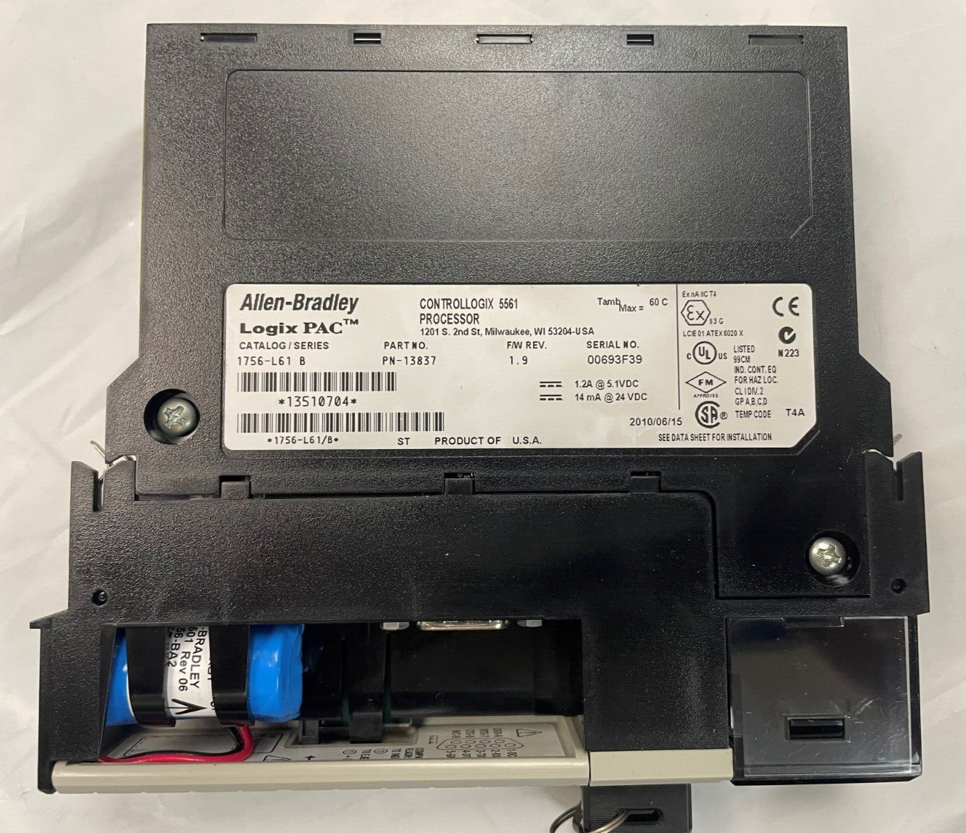ALLEN BRADLEY 1756-L61/B CPU MODULE CONTROLLOGIX 5561