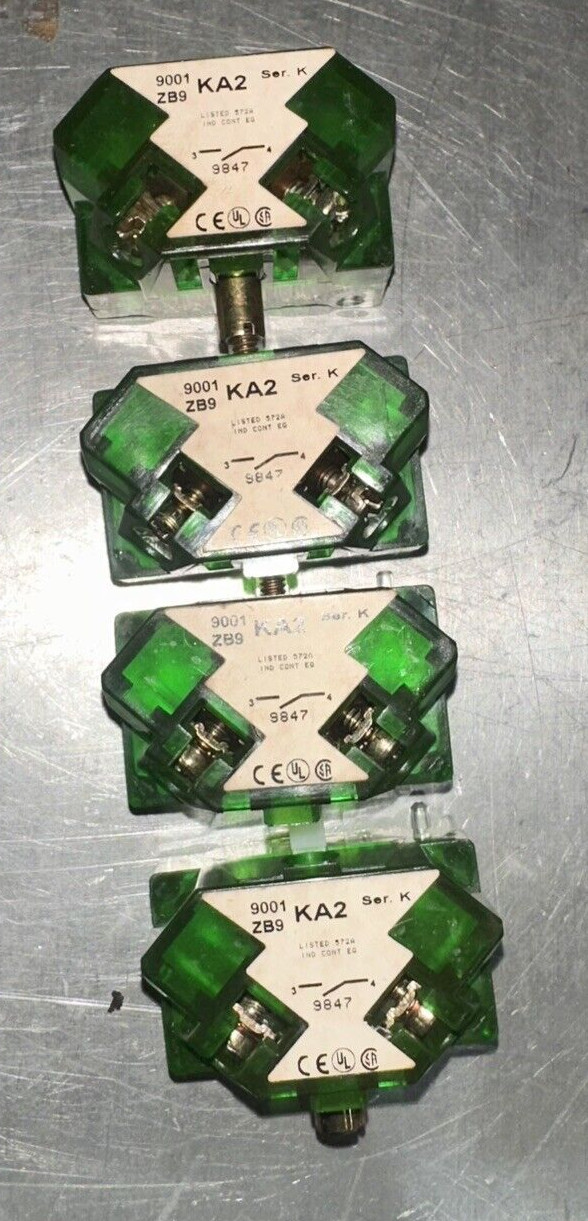 LOT OF 4 – Square D 9001-KA2 Contact Block 9001KA2 88001 Ser K