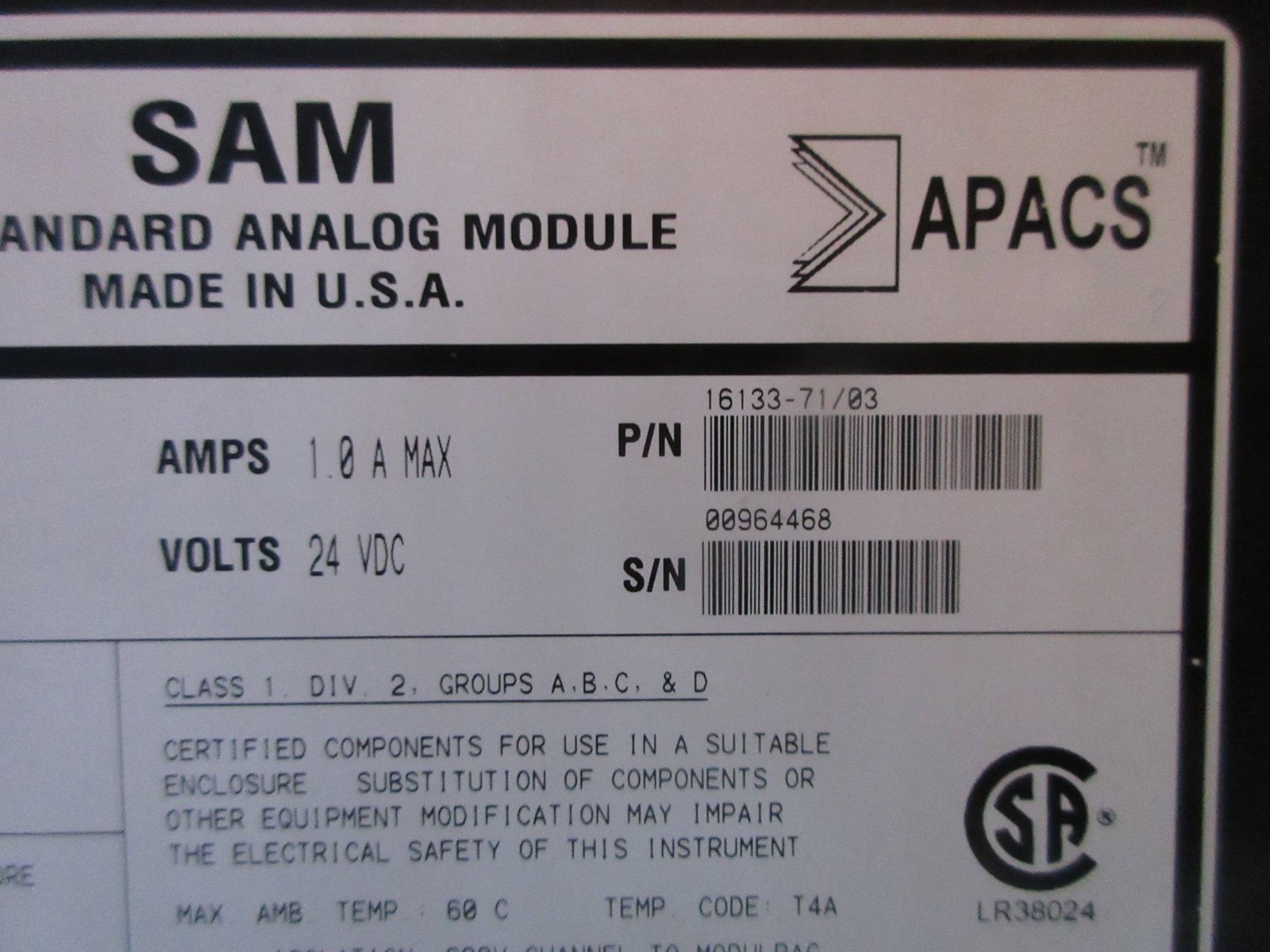 Moore 39SAMCAN 16133-71/03 APACS SAM Standard Analog Module Siemens ROM 3.05