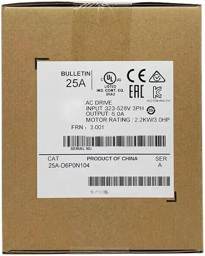Allen Bradley 25A-D6P0N104 Ser B PowerFlex 523 AC Drive 2.2kW 3Hp, New Sealed