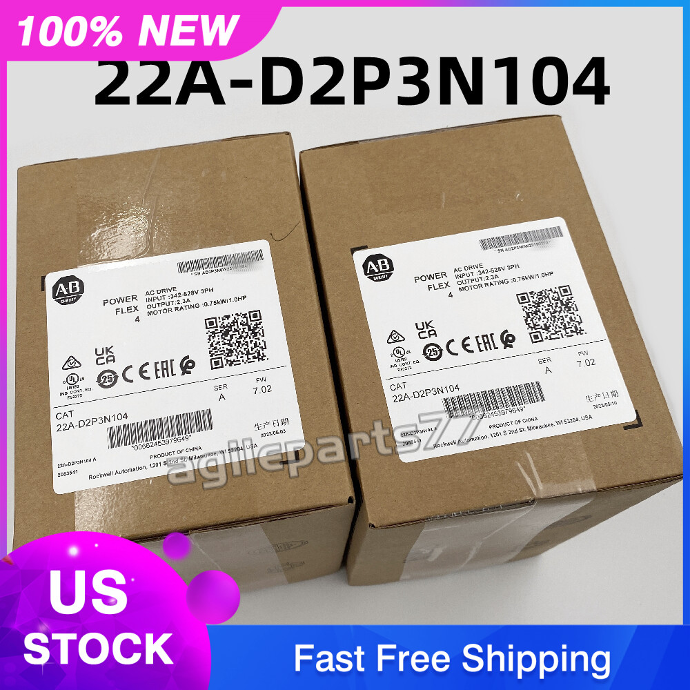 Allen-Bradley 22A-D2P3N104 PowerFlex 4 0.75KW 1.0HP AC Drive NEW Factory Sealed