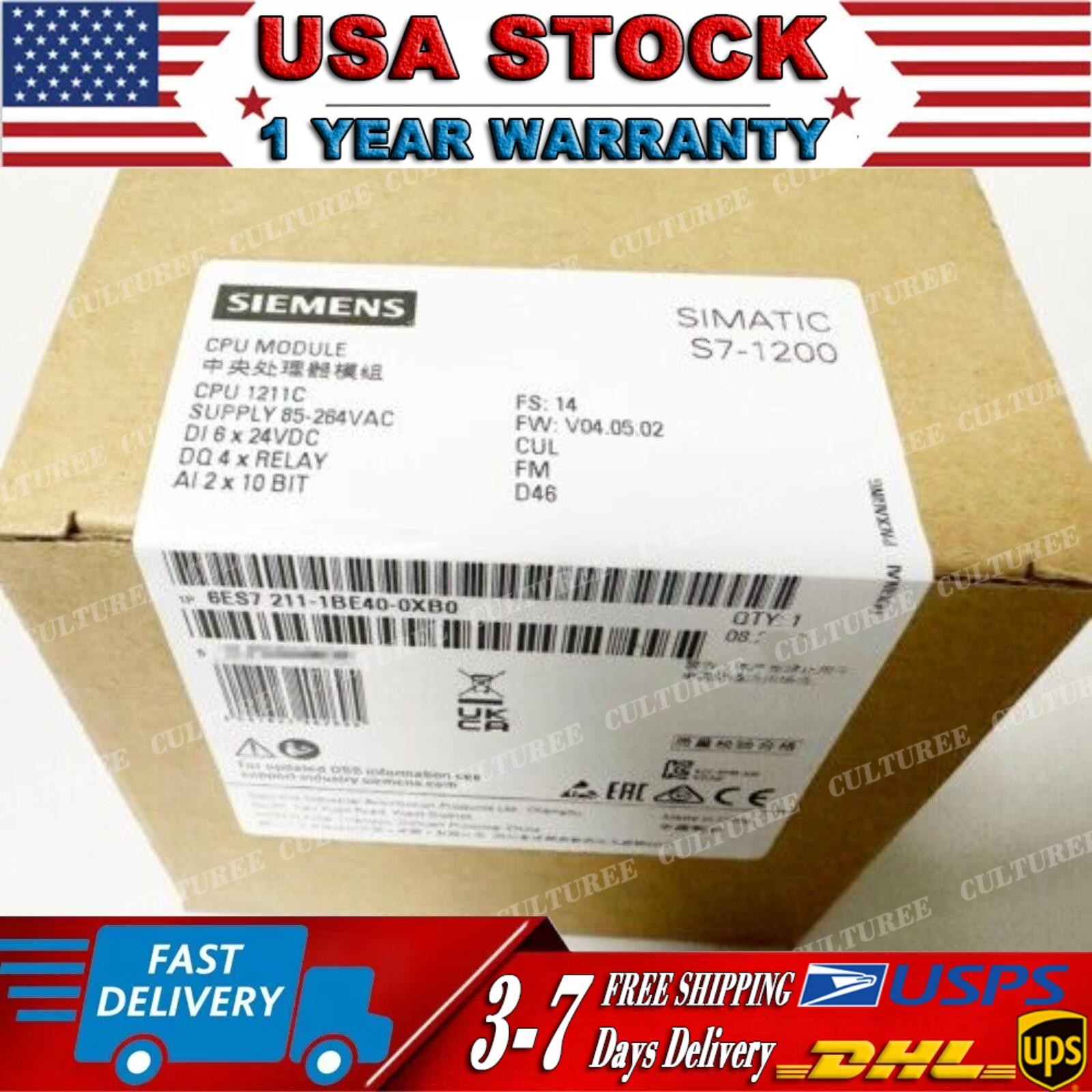 New Siemens 6ES7211-1BE40-0XB0 6ES72111BE400XB0 SIMATIC S7-1200 CPU 1211C