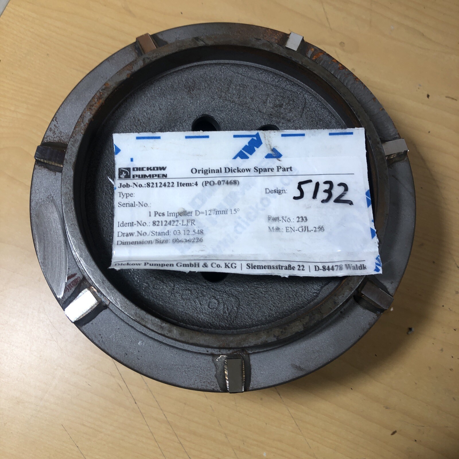 Dickow Pumpen Impeller 8212422-LFR 233 127MM (5132)