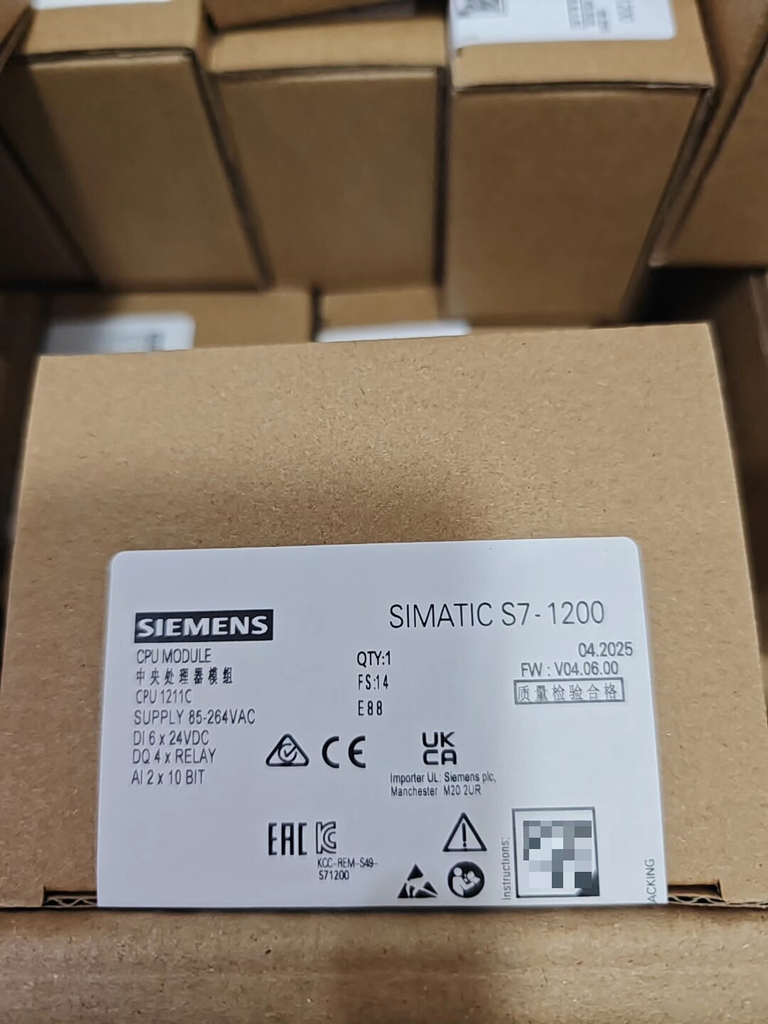 New Siemens 6ES7211-1BE40-0XB0 SIMATIC CPU Module Industrial Automation