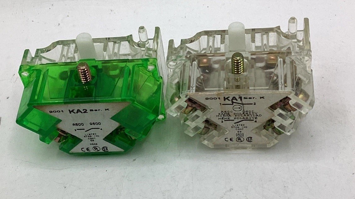 Lot Of 2 Square D 9001-KA1 Ser K AND 9001-KA2 Ser K Contact Blocks