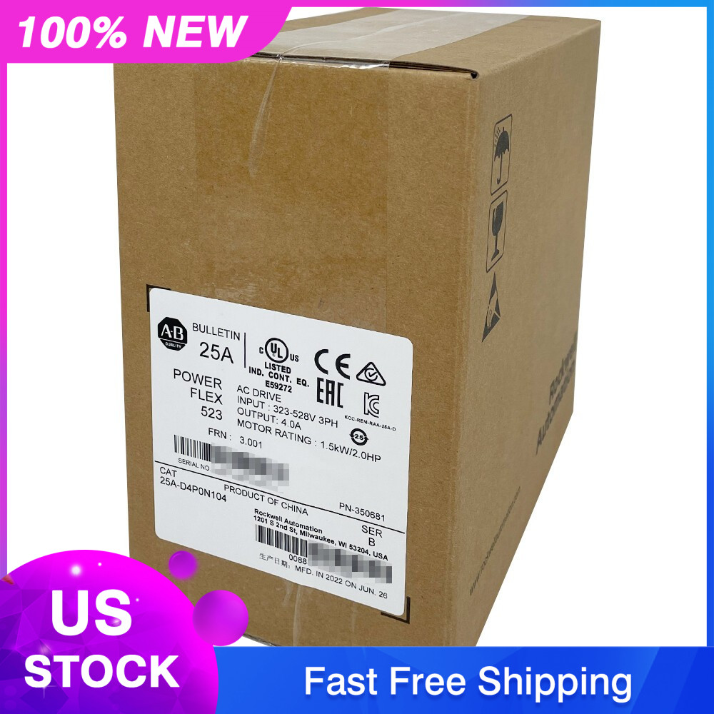 NEW Sealed AB 25A-D4P0N104 /B PowerFlex 523 AC Drive – 1.5kW 2Hp US Free Tax