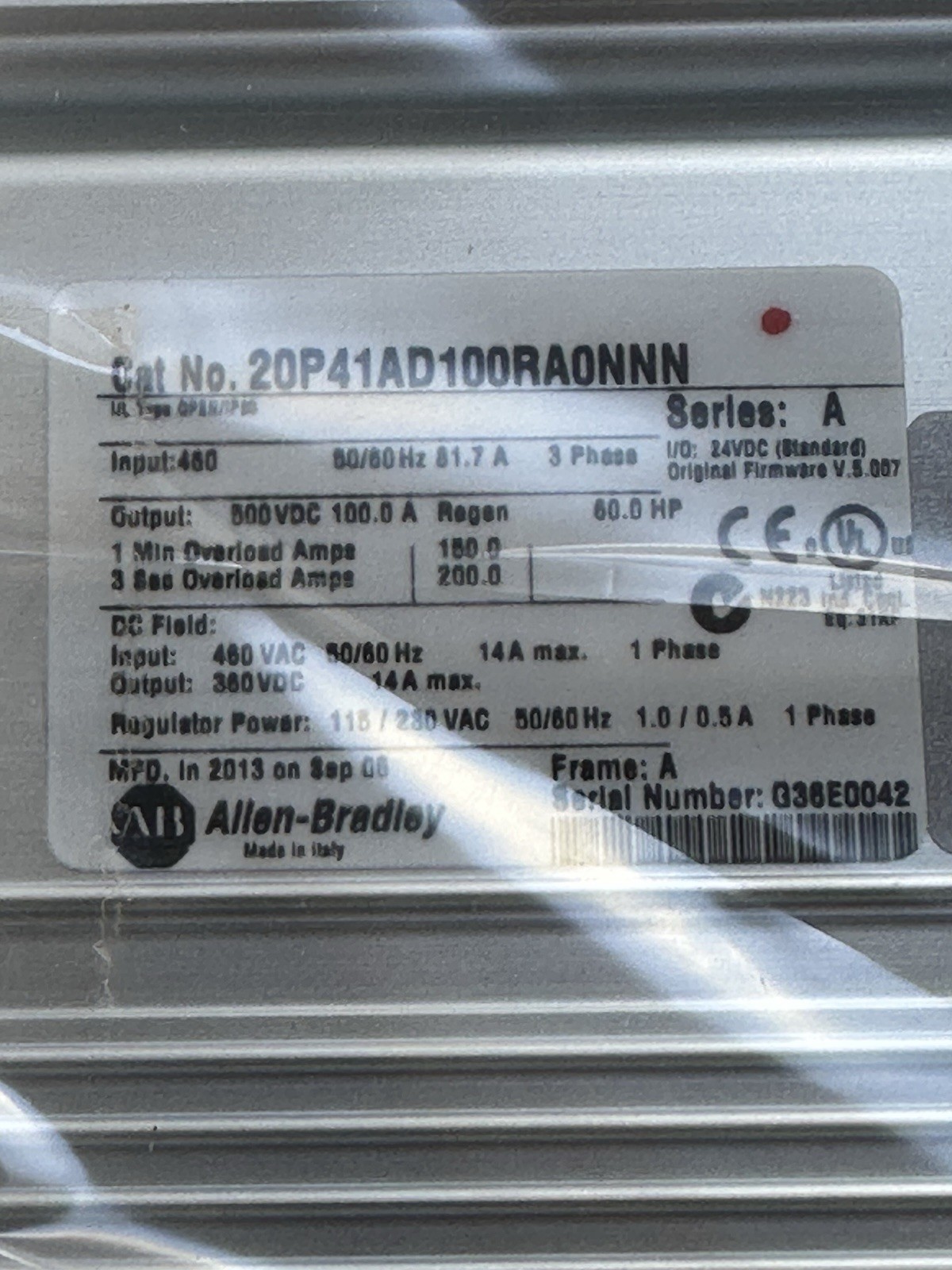 NEW Allen Bradley 20P41AD100RA0NNN /A PowerFlex DC Drive 460VAC 3Ph 60HP 100A