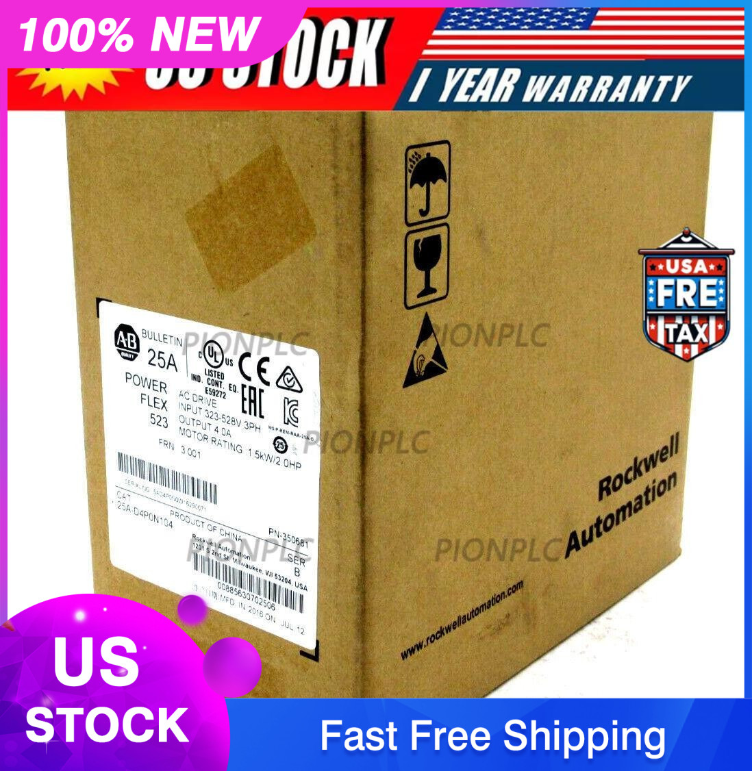 NEW ALLEN BRADLEY 25A-D4P0N104 AC DRIVE POWER FLEX 523 SERIES B 25AD4P0N104