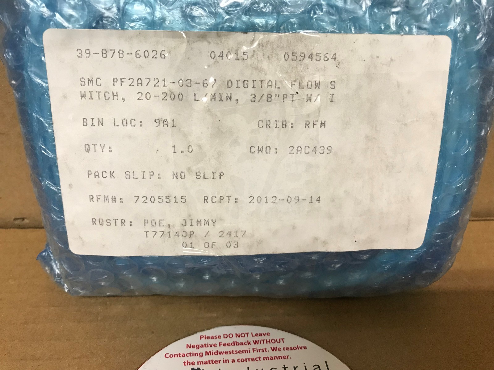NEW PF2A7210367 SMC PF2A721-03-67 DIGITAL FLOW SWITCH INTEG SENSOR SHIPSAMEDAY