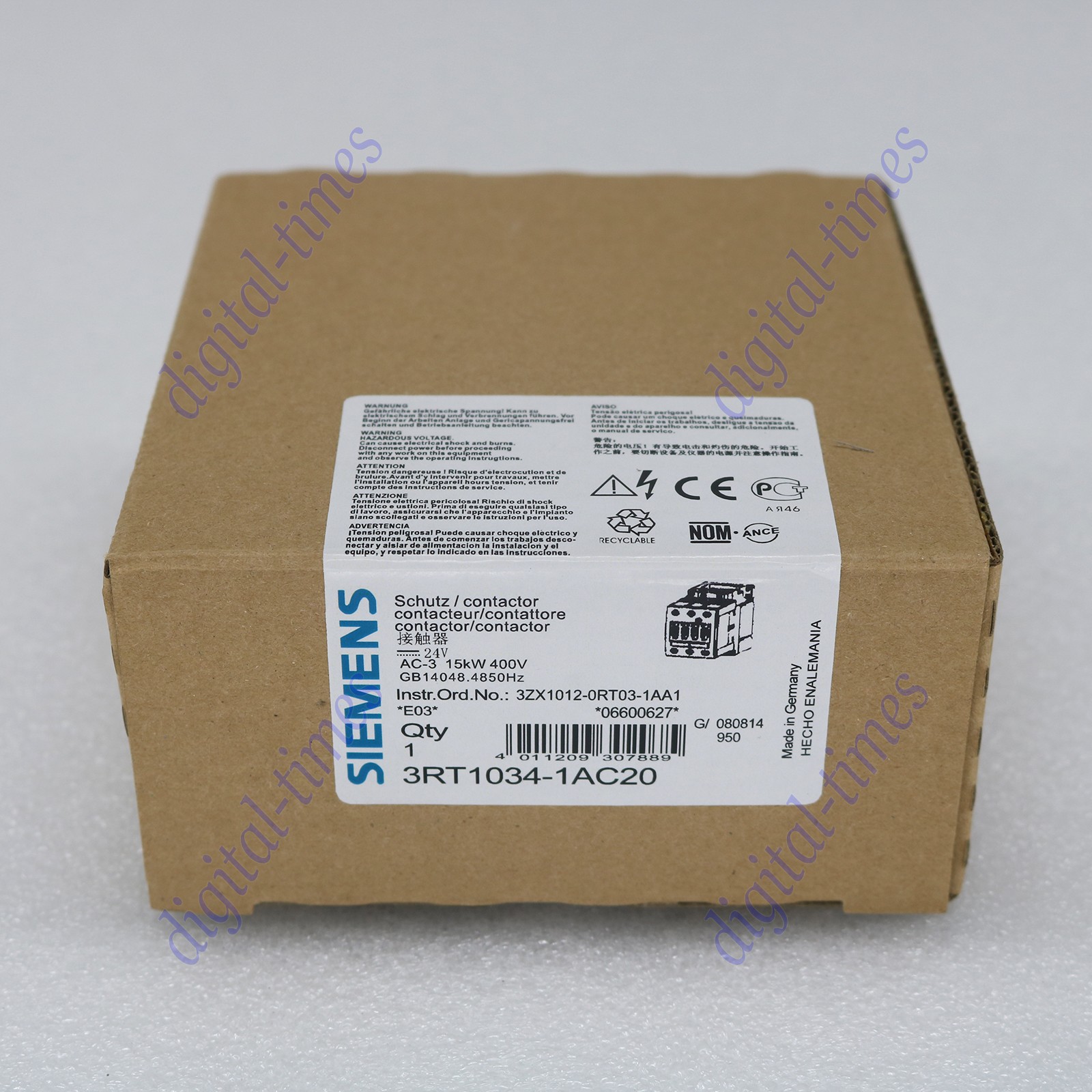 NEW SIEMENS ONE Sirius 3RT1034-1AC20 3RT10341AC20 AC-3 24V 3P S2 Contactor