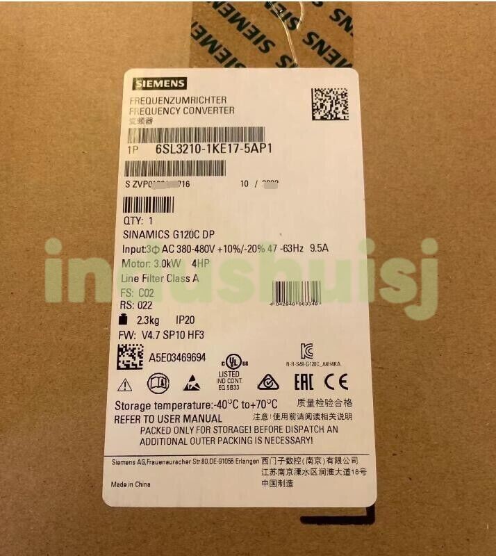 6SL3 210-1KE17-5AP1 NEW SIEMENS 6SL3210-1KE17-5AP1 G120C RATED POWER 3,0KW